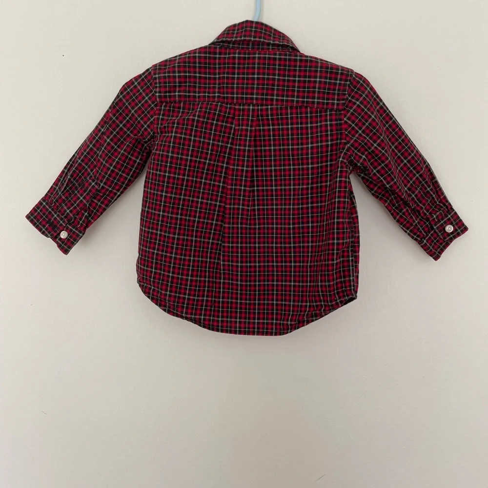 Baby boys 9 months red and black Ralph Lauren plaid button down shirt